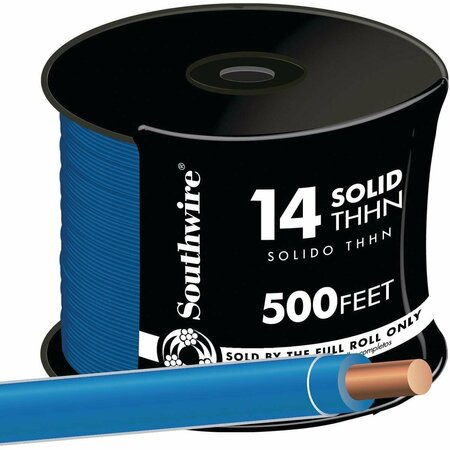 SOUTHWIRE 500 Ft. 14 AWG Solid Blue THHN Electrical Wire 11582458